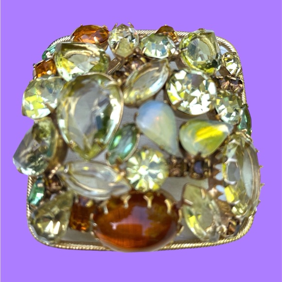 Vintage D & E Juliana square citrine brooch - Picture 2 of 6